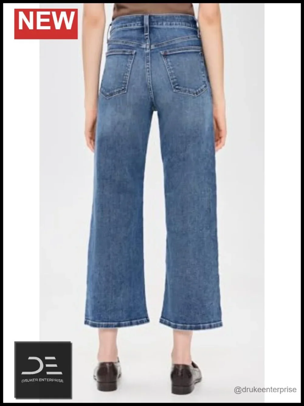Wide-Leg Crop Super Stretch Denim Jeans High Rise 27in Inseam